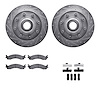 7512-40396 Drilled/Slotted Brake Rotors w/5000 Advanced Brake Pads Kit & Hardware [Silver], 1998-2003 Mopar, Position: Front - image 1