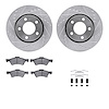 7512-40412 Drilled/Slotted Brake Rotors w/5000 Advanced Brake Pads Kit & Hardware [Silver], 2001-2007 Mopar, Position: Front - image 1