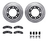 7512-40517 Drilled/Slotted Brake Rotors w/5000 Advanced Brake Pads Kit & Hardware [Silver], Fits Select Mopar, Position: Rear - image 1