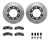 7512-40518 Drilled/Slotted Brake Rotors w/5000 Advanced Brake Pads Kit & Hardware [Silver], Fits Select Mopar, Position: Rear - image 1