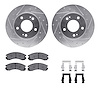 7512-41000 Drilled/Slotted Brake Rotors w/5000 Advanced Brake Pads Kit & Hardware [Silver], 1998-1998 Mopar, Position: Front - image 1