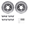 7512-42018 Drilled/Slotted Brake Rotors w/5000 Advanced Brake Pads Kit & Hardware [Silver], 1993-1994 Mopar, Position: Rear - image 1