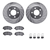 7512-42021 Drilled/Slotted Brake Rotors w/5000 Advanced Brake Pads Kit & Hardware [Silver], 2002-2007 Mopar, Position: Front - image 1