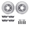 7512-42023 Drilled/Slotted Brake Rotors w/5000 Advanced Brake Pads Kit & Hardware [Silver], 2003-2007 Mopar, Position: Rear - image 1