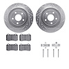 7512-42024 Drilled/Slotted Brake Rotors w/5000 Advanced Brake Pads Kit & Hardware [Silver], 2006-2010 Mopar, Position: Rear - image 1
