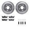 7512-42028 Drilled/Slotted Brake Rotors w/5000 Advanced Brake Pads Kit & Hardware [Silver], 2005-2010 Mopar, Position: Rear - image 1