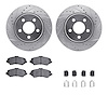 7512-42030 Drilled/Slotted Brake Rotors w/5000 Advanced Brake Pads Kit & Hardware [Silver], 2007-2012 Mopar, Position: Front - image 1
