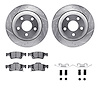 7512-42038 Drilled/Slotted Brake Rotors w/5000 Advanced Brake Pads Kit & Hardware [Silver], Fits Select Mopar, Position: Rear - image 1