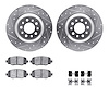7512-42044 Drilled/Slotted Brake Rotors w/5000 Advanced Brake Pads Kit & Hardware [Silver], Fits Select Mopar, Position: Rear - image 1