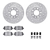 7512-42045 Drilled/Slotted Brake Rotors w/5000 Advanced Brake Pads Kit & Hardware [Silver], Fits Select Mopar, Position: Rear - image 1