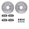7512-42046 Drilled/Slotted Brake Rotors w/5000 Advanced Brake Pads Kit & Hardware [Silver], Fits Select Mopar, Position: Rear - image 1