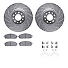 7512-42048 Drilled/Slotted Brake Rotors w/5000 Advanced Brake Pads Kit & Hardware [Silver], 2015-2020 Mopar, Position: Front - image 1