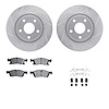 7512-42050 Drilled/Slotted Brake Rotors w/5000 Advanced Brake Pads Kit & Hardware [Silver], Fits Select Mopar, Position: Front - image 1