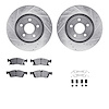 7512-42051 Drilled/Slotted Brake Rotors w/5000 Advanced Brake Pads Kit & Hardware [Silver], Fits Select Mopar, Position: Front - image 1