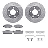 7512-42057 Drilled/Slotted Brake Rotors w/5000 Advanced Brake Pads Kit & Hardware [Silver], 1980-1981 GM, Position: Front - image 1