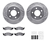 7512-42058 Drilled/Slotted Brake Rotors w/5000 Advanced Brake Pads Kit & Hardware [Silver], 1993-1999 Mopar, Position: Front - image 1
