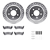 7512-42059 Drilled/Slotted Brake Rotors w/5000 Advanced Brake Pads Kit & Hardware [Silver], 1995-1998 Mopar, Position: Rear - image 1