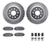 7512-42064 Drilled/Slotted Brake Rotors w/5000 Advanced Brake Pads Kit & Hardware [Silver], Fits Select Mopar, Position: Rear - image 1