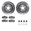7512-42147 Drilled/Slotted Brake Rotors w/5000 Advanced Brake Pads Kit & Hardware [Silver], 2011-2012 Mopar, Position: Front - image 1