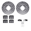 7512-43001 Drilled/Slotted Brake Rotors w/5000 Advanced Brake Pads Kit & Hardware [Silver], 1974-1987 Multiple Makes/Models, Pos