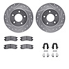7512-45000 Drilled/Slotted Brake Rotors w/5000 Advanced Brake Pads Kit & Hardware [Silver], 1994-1997 GM, Position: Rear - image 1