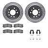 7512-45002 Drilled/Slotted Brake Rotors w/5000 Advanced Brake Pads Kit & Hardware [Silver], 2006-2010 GM, Position: Rear - image 1