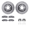 7512-45005 Drilled/Slotted Brake Rotors w/5000 Advanced Brake Pads Kit & Hardware [Silver], 2006-2011 GM, Position: Rear - image 1