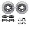 7512-45008 Drilled/Slotted Brake Rotors w/5000 Advanced Brake Pads Kit & Hardware [Silver], 2011-2011 GM, Position: Rear - image 1