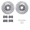 7512-45014 Drilled/Slotted Brake Rotors w/5000 Advanced Brake Pads Kit & Hardware [Silver], 2010-2015 GM, Position: Front - image 1