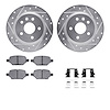 7512-45016 Drilled/Slotted Brake Rotors w/5000 Advanced Brake Pads Kit & Hardware [Silver], Fits Select GM, Position: Rear - image 1