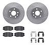7512-45022 Drilled/Slotted Brake Rotors w/5000 Advanced Brake Pads Kit & Hardware [Silver], 2010-2017 GM, Position: Front - image 1