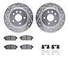 7512-45029 Drilled/Slotted Brake Rotors w/5000 Advanced Brake Pads Kit & Hardware [Silver], 2011-2018 GM, Position: Rear - image 1