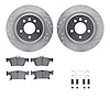 7512-45034 Drilled/Slotted Brake Rotors w/5000 Advanced Brake Pads Kit & Hardware [Silver], 2016-2018 GM, Position: Rear - image 1