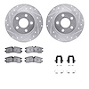 7512-45040 Drilled/Slotted Brake Rotors w/5000 Advanced Brake Pads Kit & Hardware [Silver], 1998-2003 GM, Position: Rear - image 1
