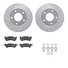 7512-45044 Drilled/Slotted Brake Rotors w/5000 Advanced Brake Pads Kit & Hardware [Silver], 1977-1978 GM, Position: Rear - image 1