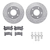 7512-45045 Drilled/Slotted Brake Rotors w/5000 Advanced Brake Pads Kit & Hardware [Silver], 1979-1980 GM, Position: Rear - image 1