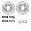 7512-45055 Drilled/Slotted Brake Rotors w/5000 Advanced Brake Pads Kit & Hardware [Silver], 1986-1992 GM, Position: Front - image 1