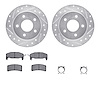 7512-45062 Drilled/Slotted Brake Rotors w/5000 Advanced Brake Pads Kit & Hardware [Silver], 1988-1994 GM, Position: Rear - image 1