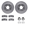 7512-45065 Drilled/Slotted Brake Rotors w/5000 Advanced Brake Pads Kit & Hardware [Silver], 1994-1999 GM, Position: Rear - image 1