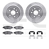 7512-46016 Drilled/Slotted Brake Rotors w/5000 Advanced Brake Pads Kit & Hardware [Silver], 2008-2015 GM, Position: Rear - image 1