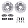 7512-46017 Drilled/Slotted Brake Rotors w/5000 Advanced Brake Pads Kit & Hardware [Silver], 2014-2019 GM, Position: Rear - image 1