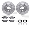 7512-46020 Drilled/Slotted Brake Rotors w/5000 Advanced Brake Pads Kit & Hardware [Silver], 2008-2014 GM, Position: Rear - image 1