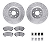 7512-46021 Drilled/Slotted Brake Rotors w/5000 Advanced Brake Pads Kit & Hardware [Silver], 2008-2014 GM, Position: Front - image 1