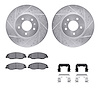 7512-46023 Drilled/Slotted Brake Rotors w/5000 Advanced Brake Pads Kit & Hardware [Silver], 2009-2011 GM, Position: Front - image 1