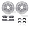 7512-46025 Drilled/Slotted Brake Rotors w/5000 Advanced Brake Pads Kit & Hardware [Silver], 2013-2019 GM, Position: Rear - image 1