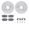 7512-46026 Drilled/Slotted Brake Rotors w/5000 Advanced Brake Pads Kit & Hardware [Silver], 2013-2019 GM, Position: Front - image 1