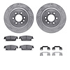 7512-46037 Drilled/Slotted Brake Rotors w/5000 Advanced Brake Pads Kit & Hardware [Silver], 2004-2009 GM, Position: Rear - image 1