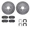 7512-46039 Drilled/Slotted Brake Rotors w/5000 Advanced Brake Pads Kit & Hardware [Silver], 2014-2019 GM, Position: Front - image 1