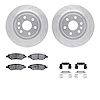 7512-46046 Drilled/Slotted Brake Rotors w/5000 Advanced Brake Pads Kit & Hardware [Silver], 2010-2016 GM, Position: Rear - image 1