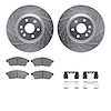 7512-46050 Drilled/Slotted Brake Rotors w/5000 Advanced Brake Pads Kit & Hardware [Silver], 2010-2016 GM, Position: Front - image 1